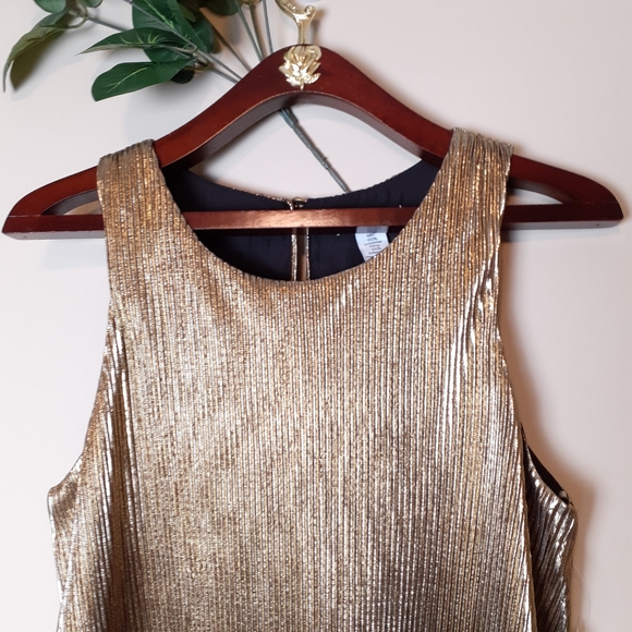 Bar lll gold glam Copenhagen pleated shift dress - Picture 3 of 15